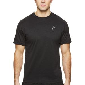 HEAD Men’s Crewneck Gym Training & Workout T-Shirt – Short Sleeve Activewear Top(Black Heather)