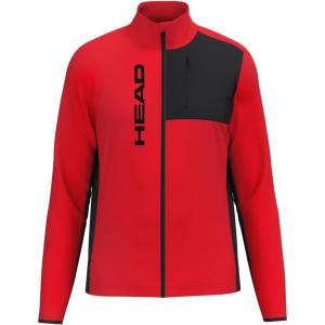 HEAD Men’s Martin Full Zip Midlayer – Power Stretch®, Quick-Dry Performance, Regular Fit(Red Black)