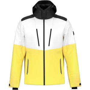 HEAD Men’s Neo Insulated Ski Jacket – Waterproof, Stretch Fabric, Detachable Hood & Snow Gaiter(White  Luminous Yellow)