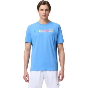 HEAD Men’s Rainbow T-Shirt – Moisture Wicking Cotton Blend Logo T-Shirt with Stretch for Tennis and Everyday Wear(Airforce Blue)
