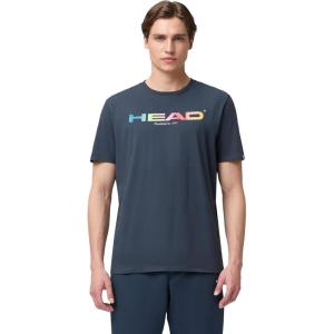 HEAD Men’s Rainbow T-Shirt – Moisture Wicking Cotton Blend Logo T-Shirt with Stretch for Tennis and Everyday Wear(Navy)