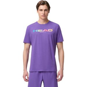 HEAD Men’s Rainbow T-Shirt – Moisture Wicking Cotton Blend Logo T-Shirt with Stretch for Tennis and Everyday Wear(Purple)
