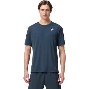 HEAD Men’s Slice T-Shirt – Lightweight Moisture-Wicking Athletic Tennis Shirt with Breathable Mesh Panels(Navy)
