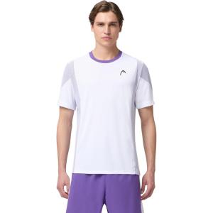 HEAD Men’s Slice T-Shirt – Lightweight Moisture-Wicking Athletic Tennis Shirt with Breathable Mesh Panels(White Purple)