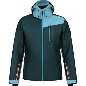 HEAD Men’s Supershape Insulated Ski Jacket – Waterproof, Stretch Fabric, Detachable Hood & Snow Gaiter(Dark Teal  Sky Blue)