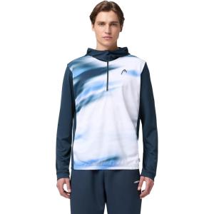 HEAD Men’s TopSpin Performance Hoodie with Modern Print, Moisture-Wicking Fabric, Half Zip Design & Athletic Fit(Navy Print)