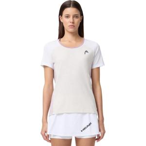 HEAD Women’s Play Tech T-Shirt – Sporty Performance Tennis Top with Breathable Mesh Panels(White)