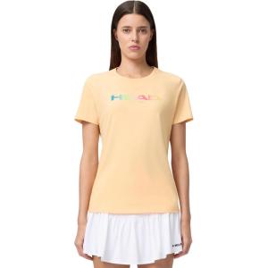 HEAD Women’s Rainbow T-Shirt – Moisture-Wicking Logo Tee with Stretch Cotton Blend for Sport and Everyday Wear(Apricot)