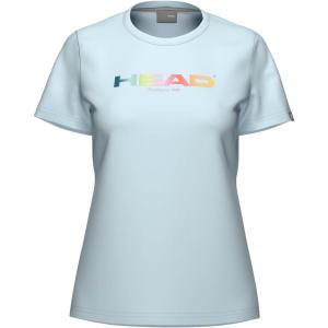 HEAD Women’s Rainbow T-Shirt – Moisture-Wicking Logo Tee with Stretch Cotton Blend for Sport and Everyday Wear(Light Blue)