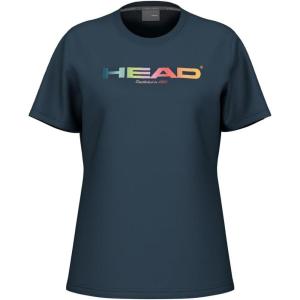 HEAD Women’s Rainbow T-Shirt – Moisture-Wicking Logo Tee with Stretch Cotton Blend for Sport and Everyday Wear(Navy)