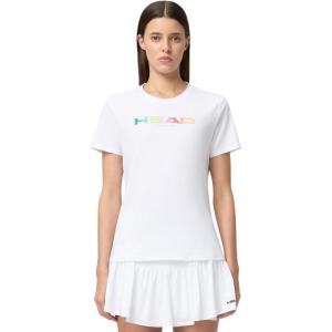 HEAD Women’s Rainbow T-Shirt – Moisture-Wicking Logo Tee with Stretch Cotton Blend for Sport and Everyday Wear(White)