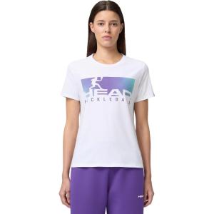 HEAD Women’s Vision T-Shirt – Performance Cotton Blend Logo Tee with Moisture-Wicking Comfort(White Purple)