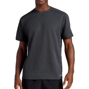 Head Men’s Elite Flex Short Sleeve Waffle Tech Crewneck T-Shirt, Relaxed Fit, Midweight Material(Ebony)