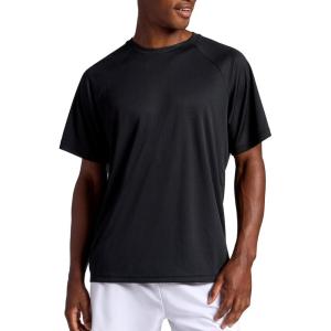 Head Men’s Flex Raglan Crewneck T-Shirt, Standard Fit, Lightweight and Breathable Grid Mesh(Black)
