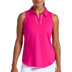 Head Women’s Breakpoint Piping Polo Tank Top, Slim Fit, Stretch Lightweight Material, Moisture-Wicking(Proud Pink)