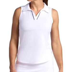 Head Women’s Breakpoint Piping Polo Tank Top, Slim Fit, Stretch Lightweight Material, Moisture-Wicking(Stark White)