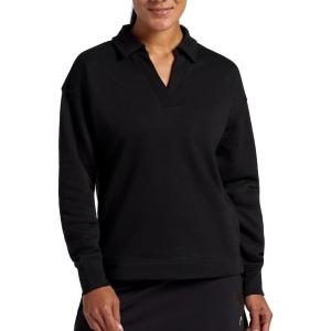 Head Women’s Polo Crewneck Sweatshirt, Relaxed Fit, Heavyweight Material(Black)