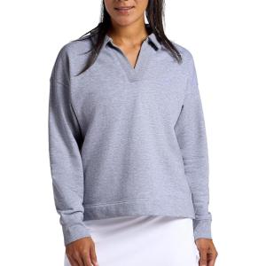 Head Women’s Polo Crewneck Sweatshirt, Relaxed Fit, Heavyweight Material(Grey Heather)