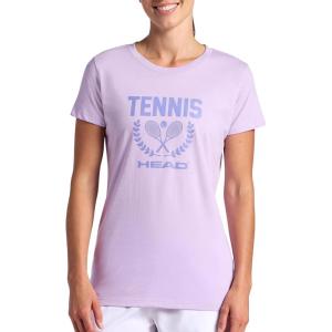 Head Women’s Tennis Graphic Crewneck T-Shirt, Relaxed Fit, Lightweight and Breathable Cotton-Poly Material(Lavendula-crossed Racquets)