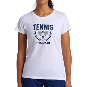 Head Women’s Tennis Graphic Crewneck T-Shirt, Relaxed Fit, Lightweight and Breathable Cotton-Poly Material(Stark White-crossed Racquets)