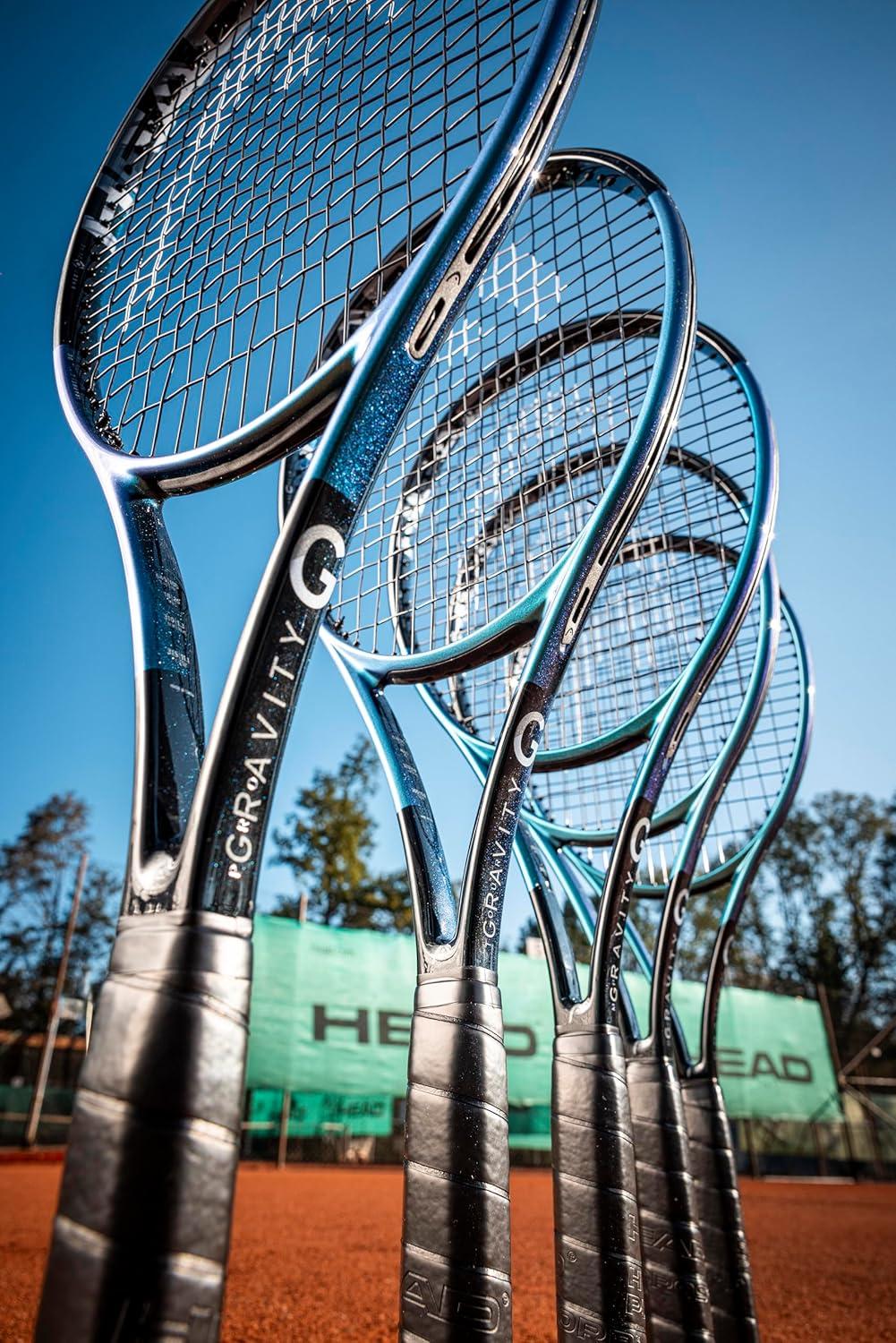 imageHEAD Gravity Tour Tennis Racquet Strung Mid Tension with Velocity 16 Gauge 4 12
