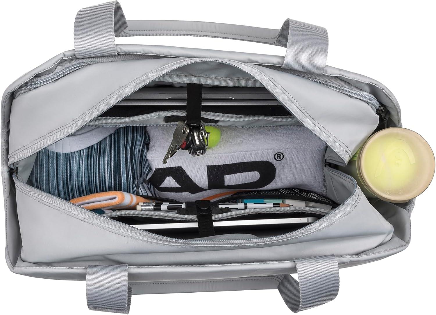 imageHEAD Pro X Tote Bag Tennis Racquet Tote with Laptop Compartment MultiPurpose Sports amp Travel Tote Space for 2 Racquets Water Bottle HoldersLight Grey