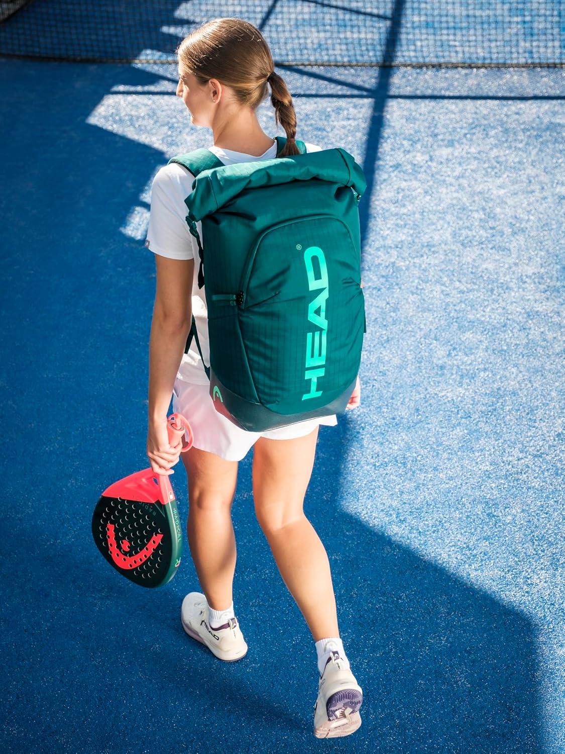 imageHEAD Tour Racqpack Tennis Bag Backpack Rolltop Design Holds Up to 3 Racquets Multiple Accessory Pockets Premium Travel amp Court BagGreen
