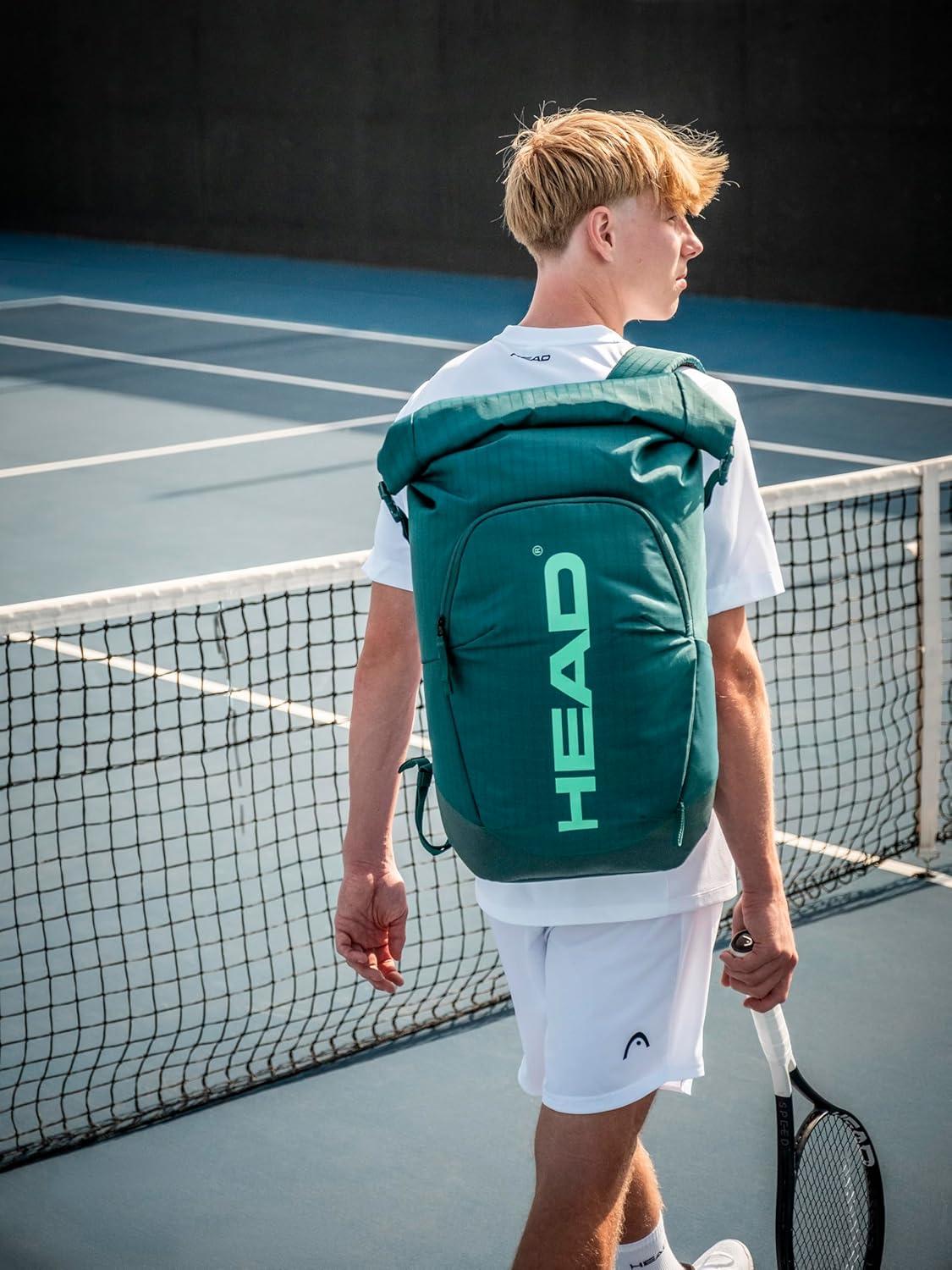 imageHEAD Tour Racqpack Tennis Bag Backpack Rolltop Design Holds Up to 3 Racquets Multiple Accessory Pockets Premium Travel amp Court BagGreen