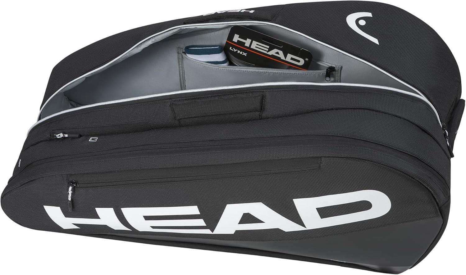 imageHEAD Tour Racquet Bag L 9R Tennis Bag Holds Up to 9 Racquets CCT Climate Control Technology 2 Main Compartments Shoe Pocket amp Backpack Carry SystemBlack