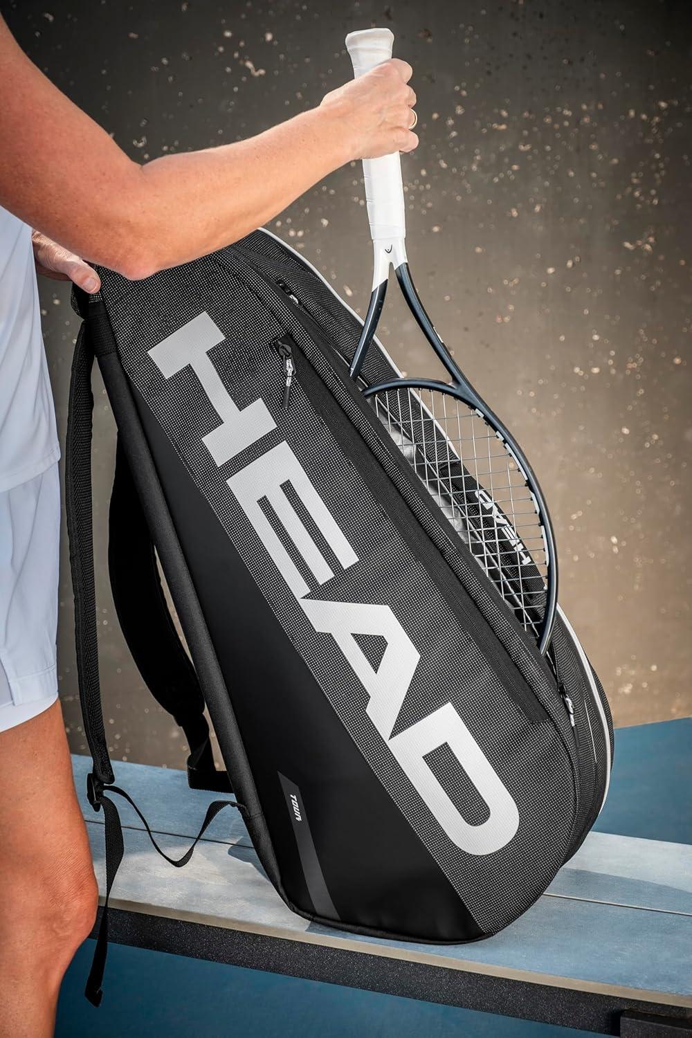 imageHEAD Tour Racquet Bag M 6R Tennis Bag Holds Up to 6 Racquets CCT Climate Control Technology 2 Main Compartments Shoe Pocket amp Backpack Carry SystemBlack