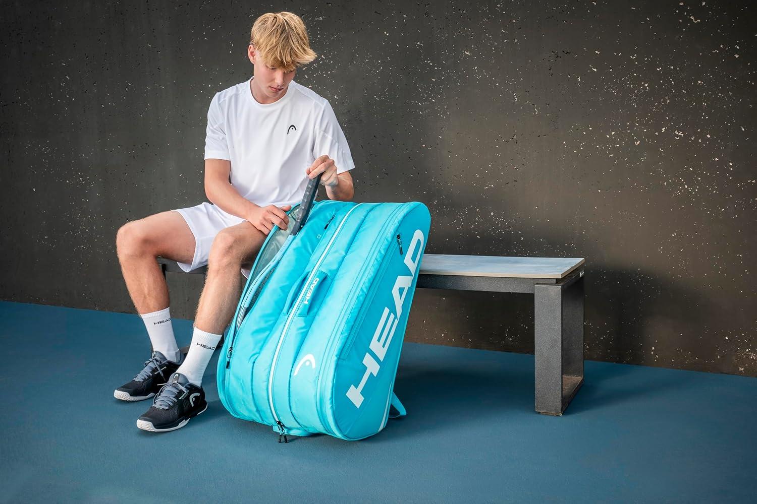 imageHEAD Tour Racquet Bag XL 12R Tennis Bag Holds Up to 12 Racquets CCT Climate Control Technology 3 Main Compartments Shoe Pocket amp Backpack Carry SystemBlue