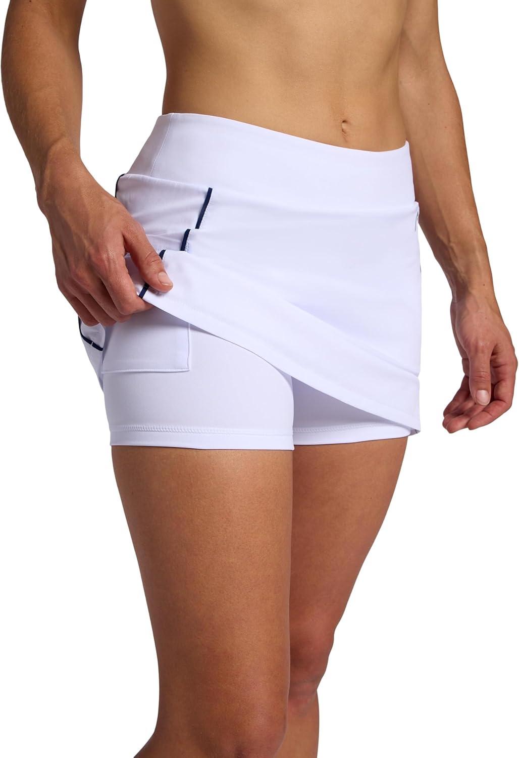 imageHEAD Womens Golf Skort Standard Fit 17 Inseam MidRise Stretch Lightweight FabricStark White