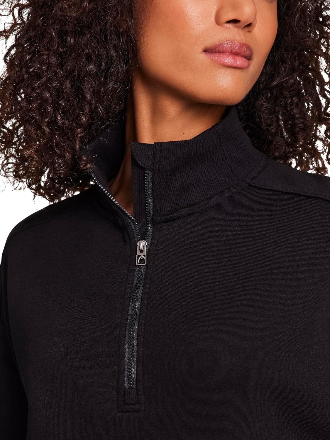 imageHEAD Womens Supersoft Fleece Halfzip Relaxed Fit Midweight Fleece MaterialBlack