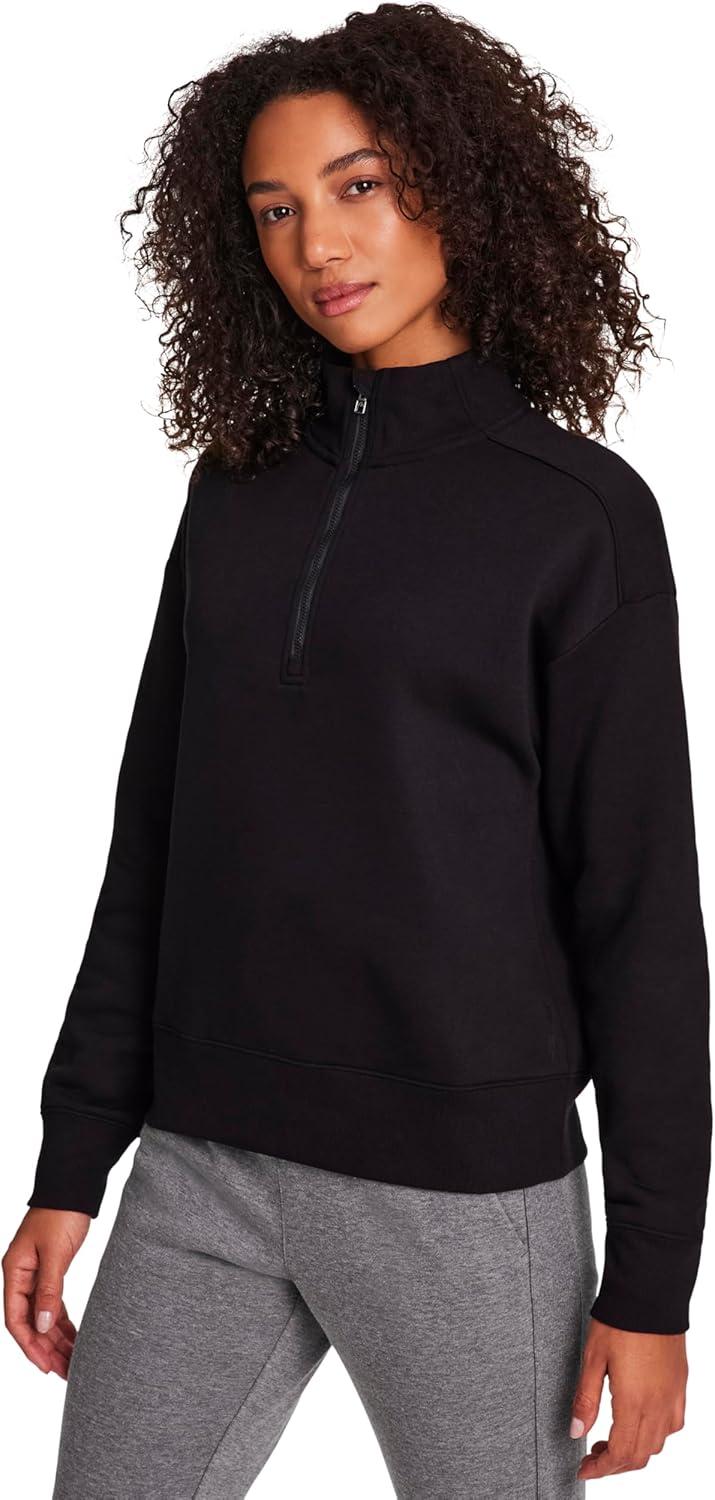 imageHEAD Womens Supersoft Fleece Halfzip Relaxed Fit Midweight Fleece MaterialBlack