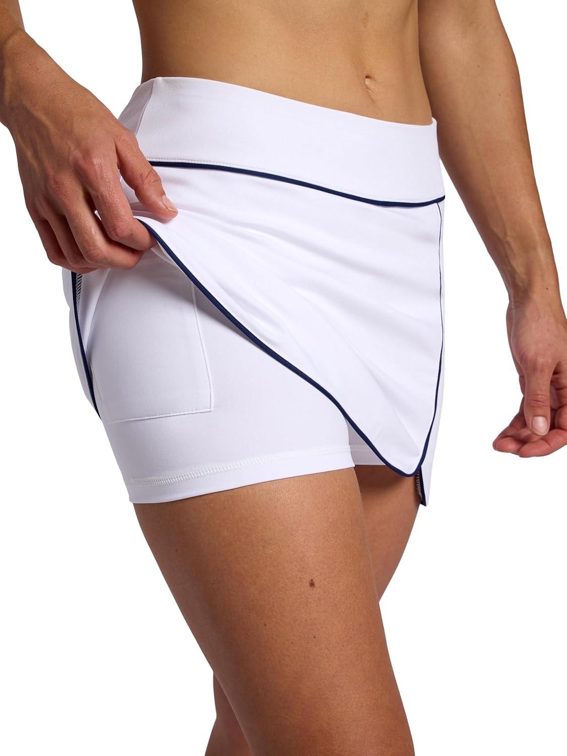 imageHead Womens Breakpoint Piping Skort Standard Fit MidRise Stretch Midweight Material Builtin Compression ShortsStark White