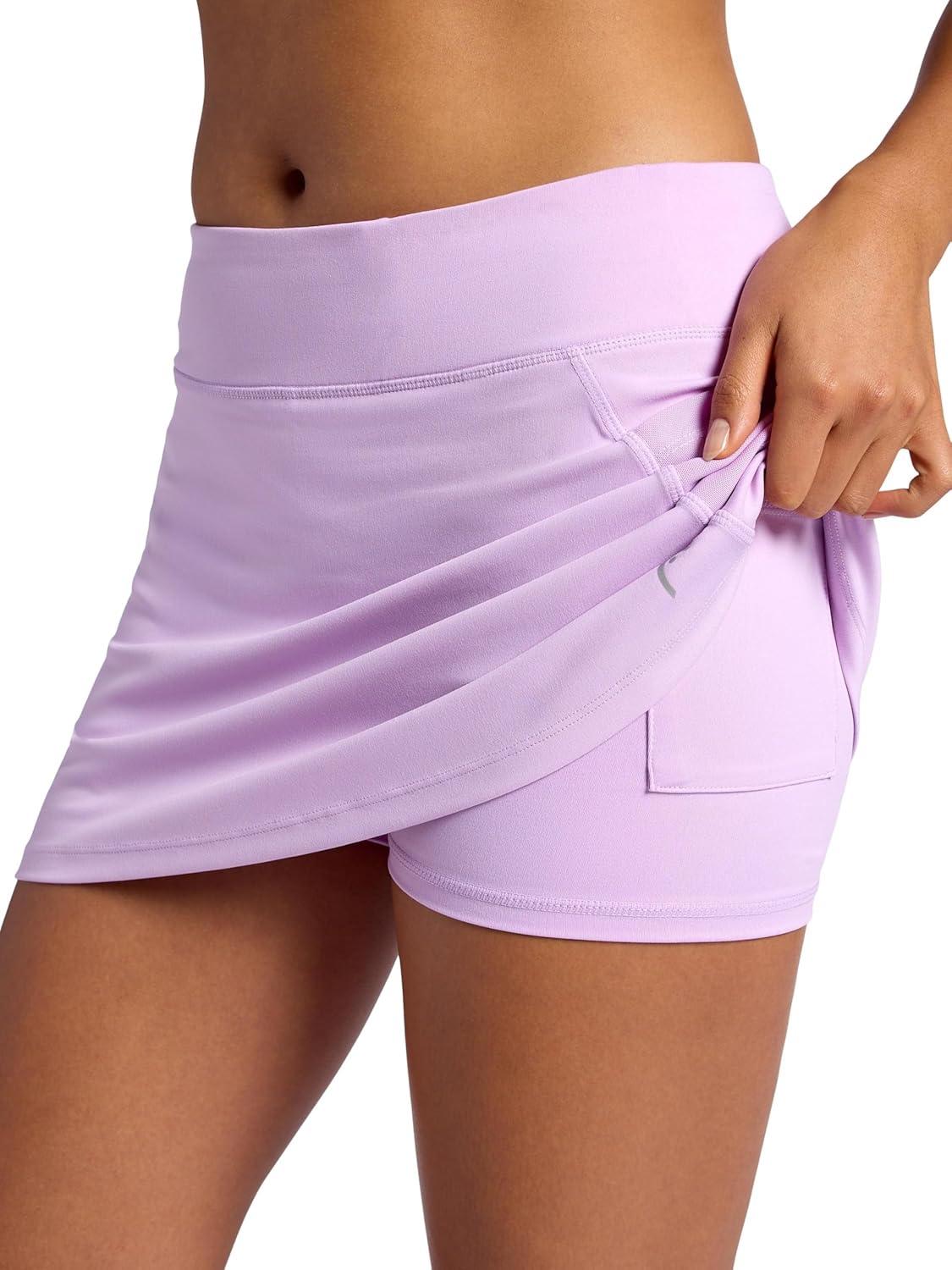 imageHead Womens Crosscourt Mesh Panel Skort Standard Fit 13 Inseam Builtin Compression Shorts with PocketsLavendula