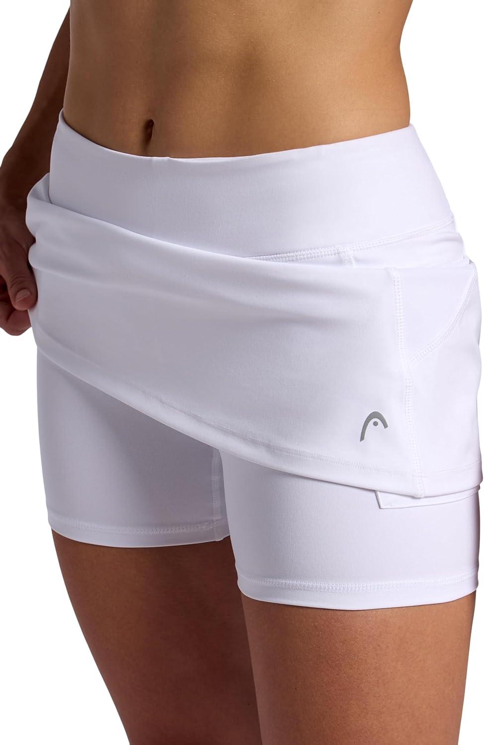 imageHead Womens Crosscourt Mesh Panel Skort Standard Fit 13 Inseam Builtin Compression Shorts with PocketsStark White