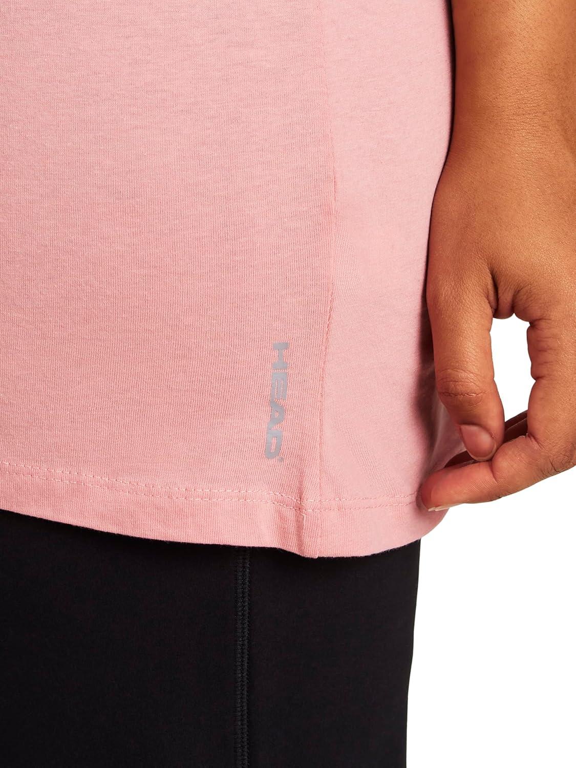 imageHead Womens Crossed Racquets Crewneck Top Relaxed Fit Lightweight Jersey MaterialRose Elegance