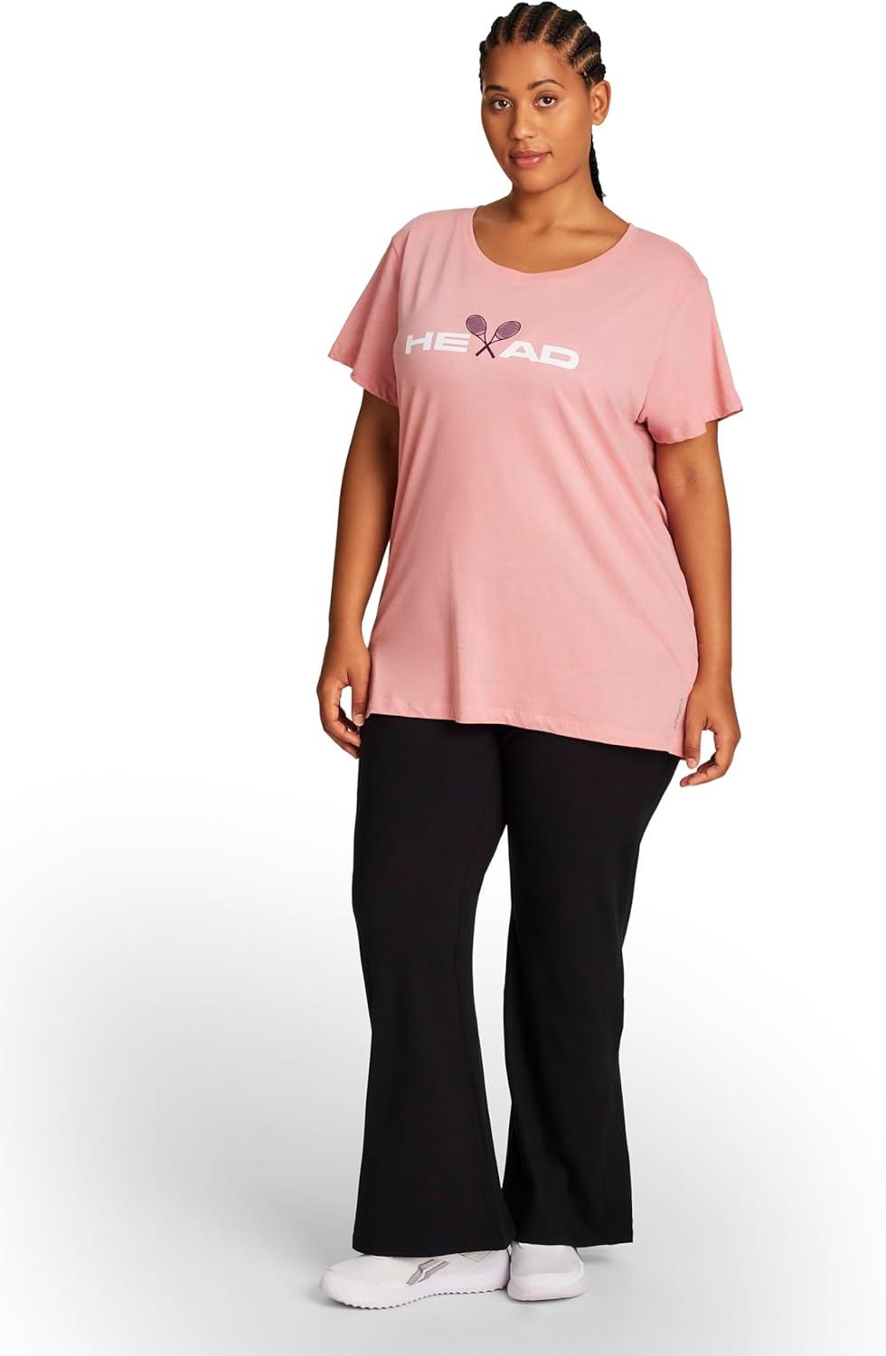 imageHead Womens Crossed Racquets Crewneck Top Relaxed Fit Lightweight Jersey MaterialRose Elegance