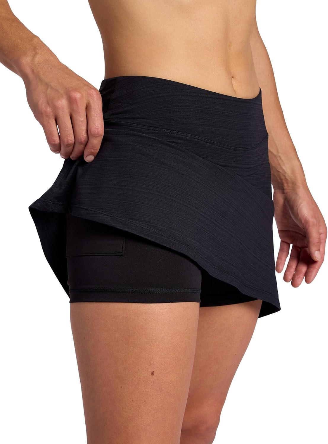 imageHead Womens Swing Stripe Skort Relaxed Fit 15 Inseam Builtin Compression Shorts with PocketsBlack