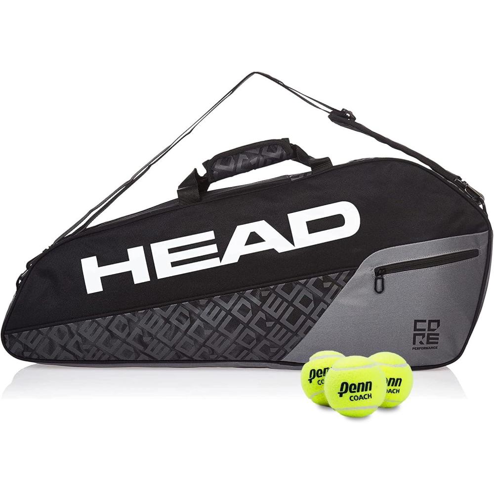 imageHEAD Core 3R Pro Tennis Racquet Bag  Holds 3 Racquets Adjustable StrapBlackGrey