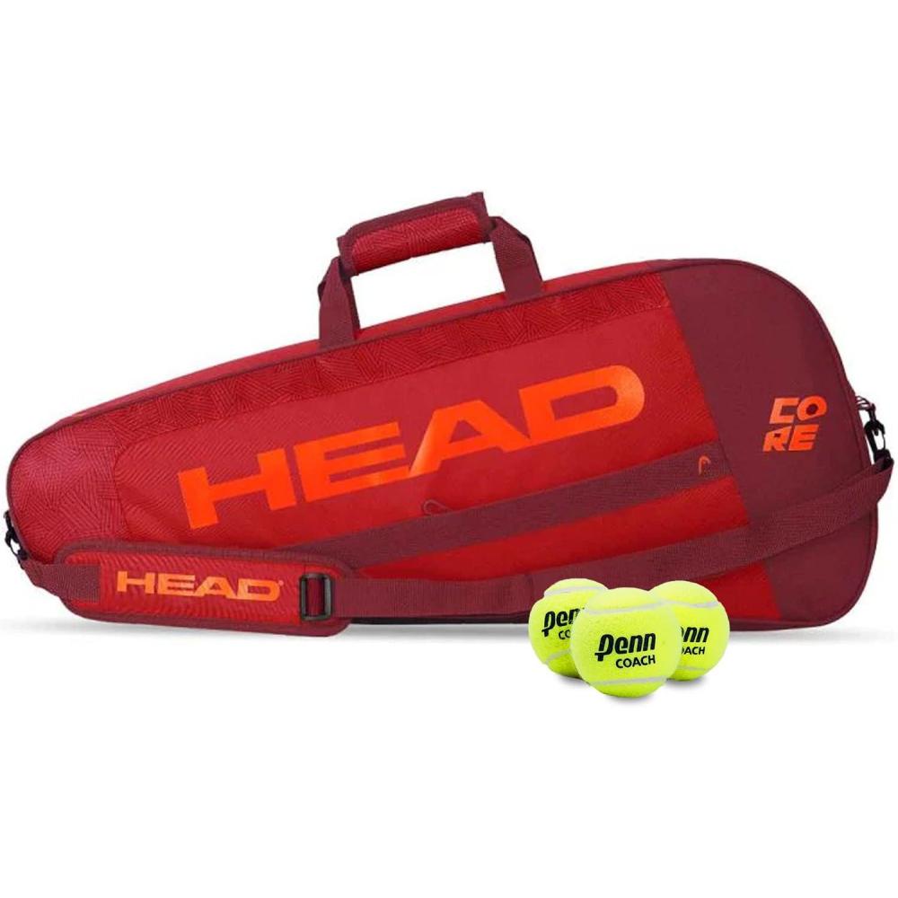 imageHEAD Core 3R Pro Tennis Racquet Bag  Holds 3 Racquets Adjustable StrapRedDark Red