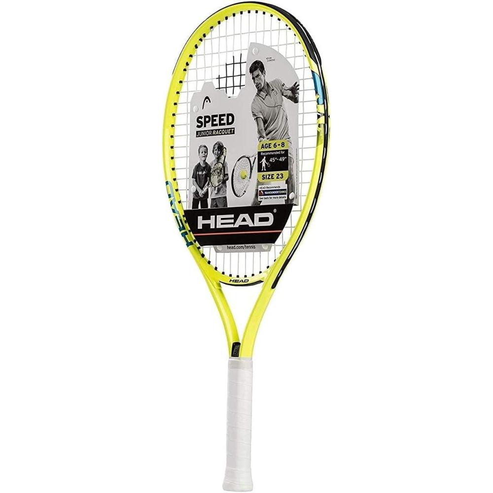 imageHEAD Speed 23 Junior PreStrung Tennis Racquet Lightweight Youth Tennis Racket for Kids amp Beginners Durable Aluminum Frame Age 68 23 inch Yellow