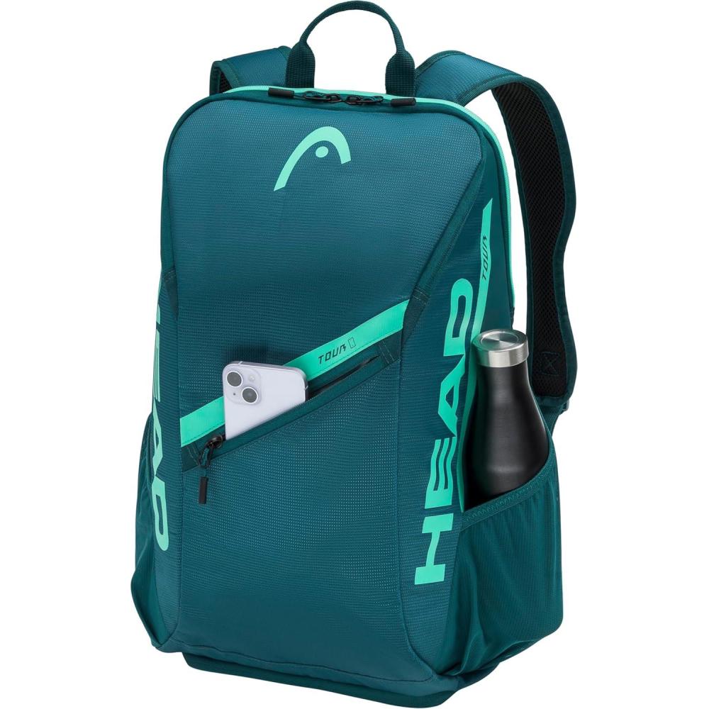 imageHEAD Tour Tennis Backpack 25L Holds 2 Racquets Shoe Compartment Phone Pocket Water Bottle amp Ball Can PocketsGreen