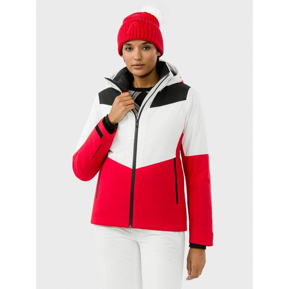 imageHEAD Womens Element Insulated Ski Jacket Waterproof Mechanical Stretch Detachable Hood Snow GaiterRed Black