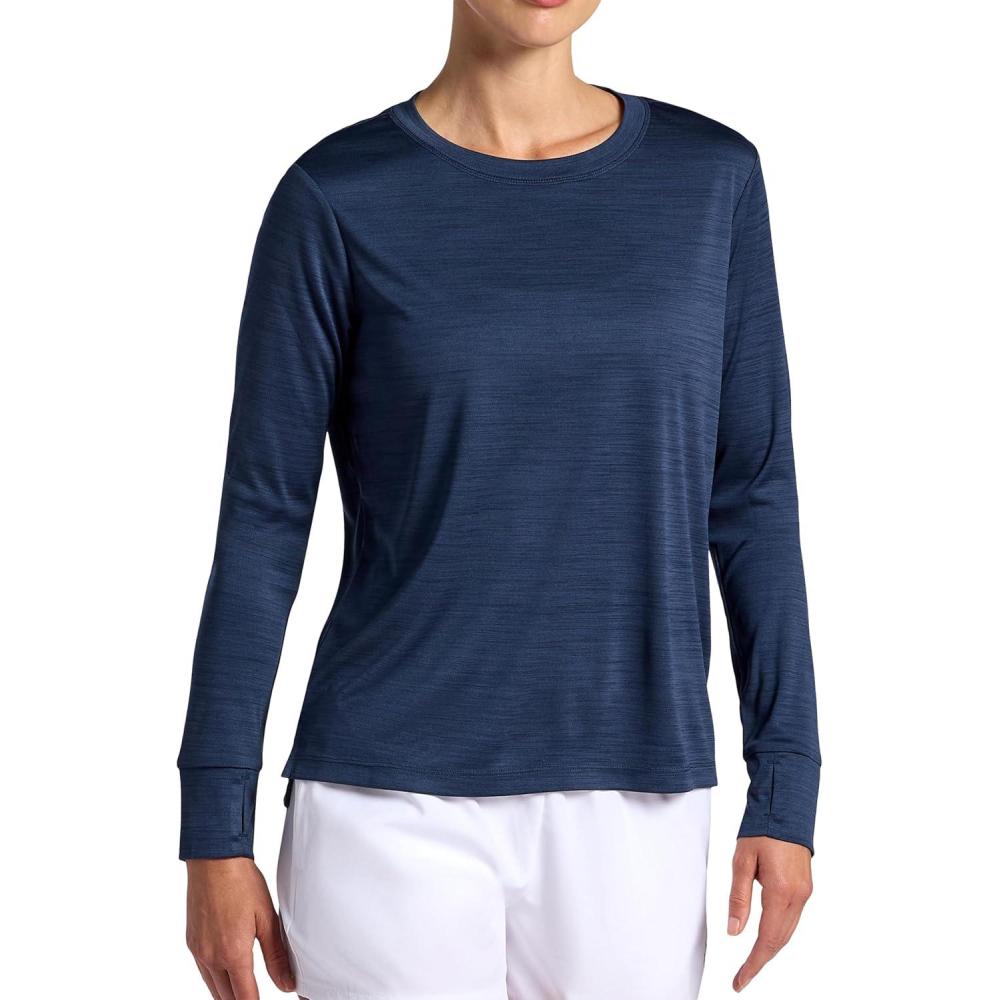 imageHead Womens Aura Long Sleeve Top Slim Fit Stretch Lightweight MaterialDress Blue Heather