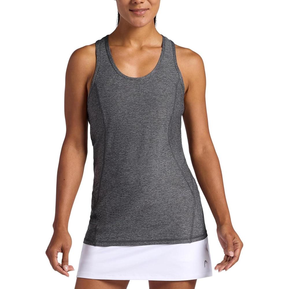 imageHead Womens Break Point Tank Top Slim Fit Lightweight Heathered MaterialBlack Heather