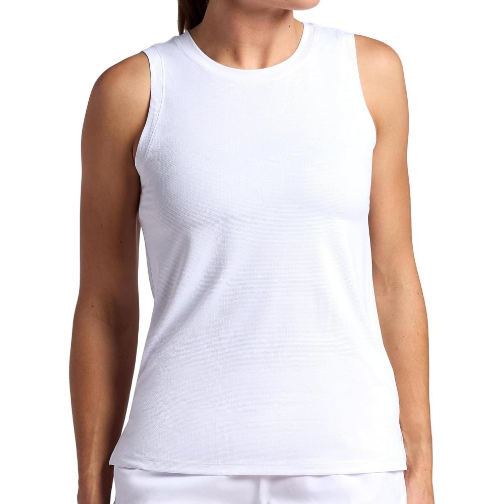 imageHead Womens Cooldown Tank Top Relaxed Fit Stretch Lightweight Jacquard MaterialStark White
