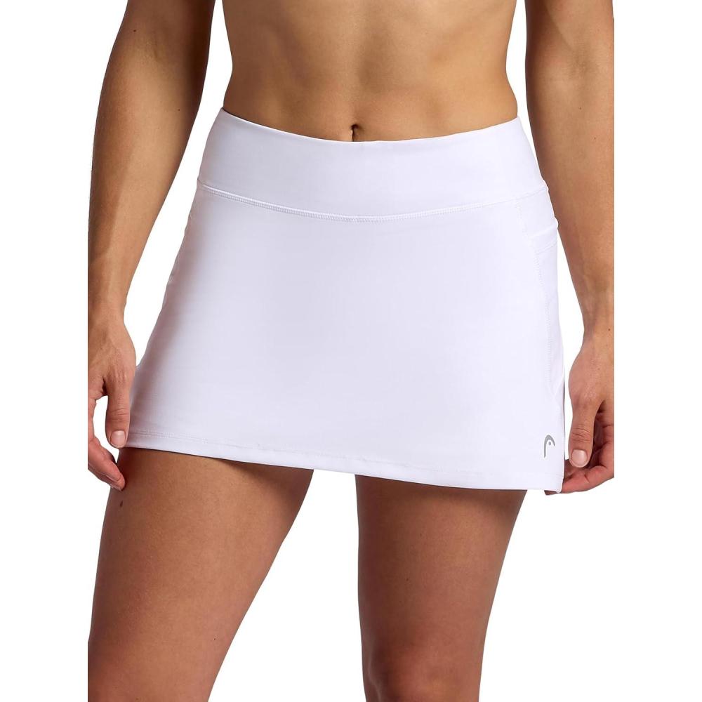 imageHead Womens Crosscourt Mesh Panel Skort Standard Fit 13 Inseam Builtin Compression Shorts with PocketsStark White