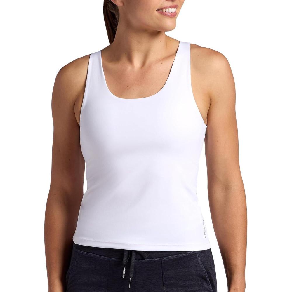 imageHead Womens MediumImpact Everyday Bra Tank Top Slim Fit Stretch Midweight Material MoistureWickingStark White